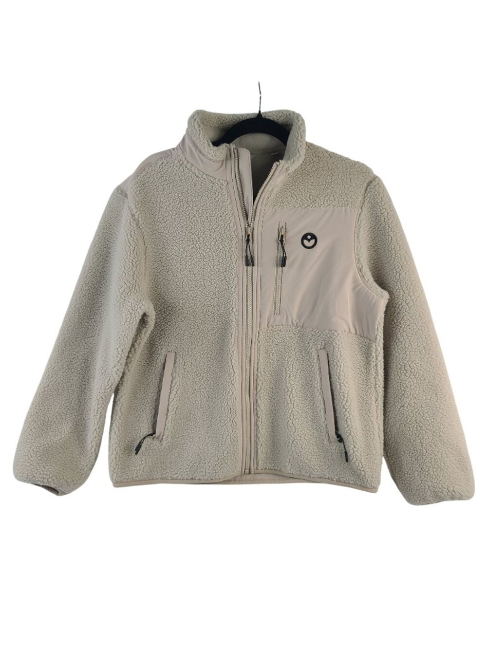 NEW Seedtag Women's Sherpa Fleece Jacket Beige Full-Zip Pockets Sz XS
